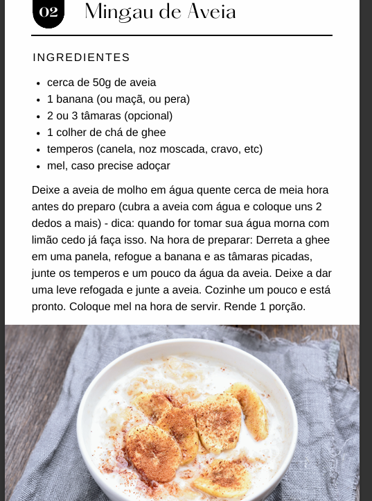 Mingau de aveia ayurvédico com frutas
